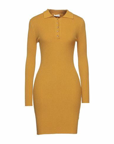 Cashmere Company Woman Mini dress Ocher Wool, Cashmere, Nylon, Elastane Cover