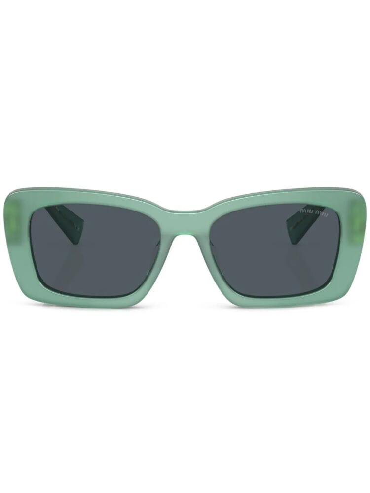 Miu Miu Eyewear logo-plaque rectangle-frame sunglasses - Green Cover