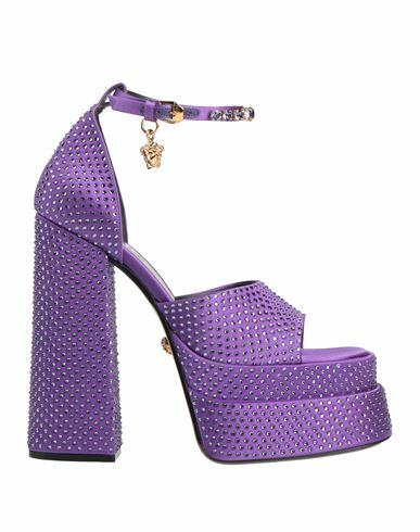 Versace Woman Sandals Purple Viscose, Silk Cover