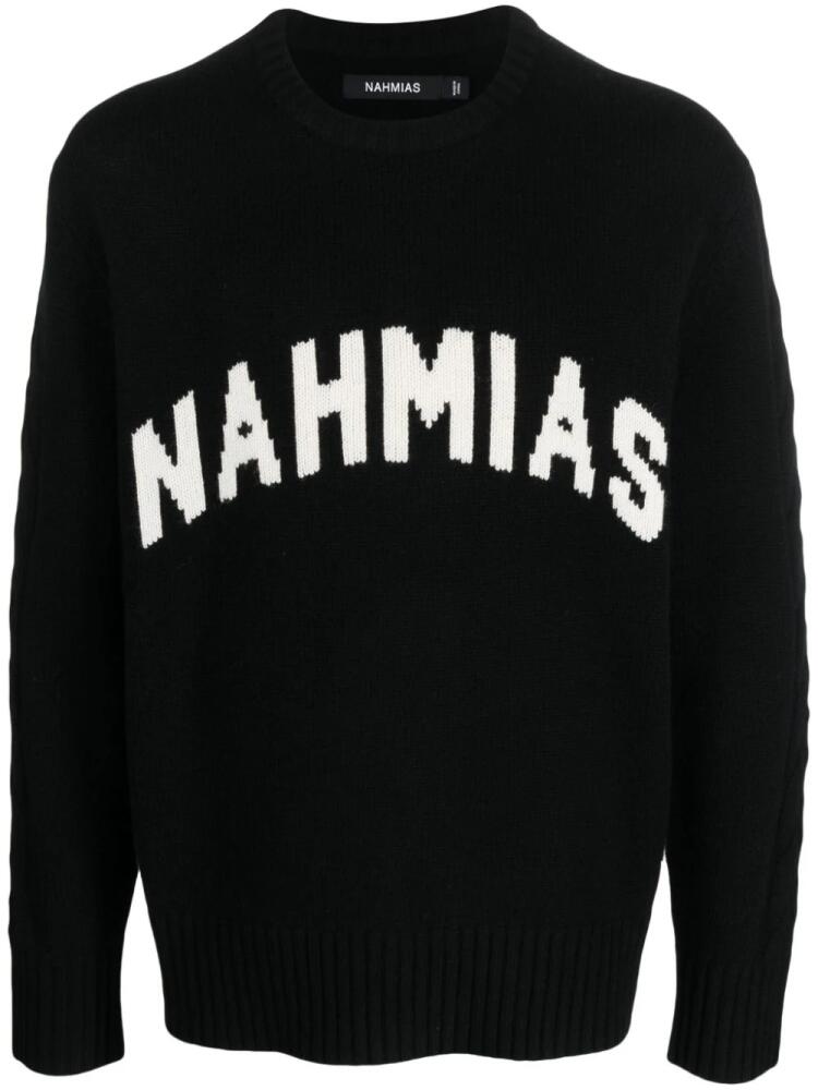 Nahmias intarsia knit logo wool jumper - Black Cover