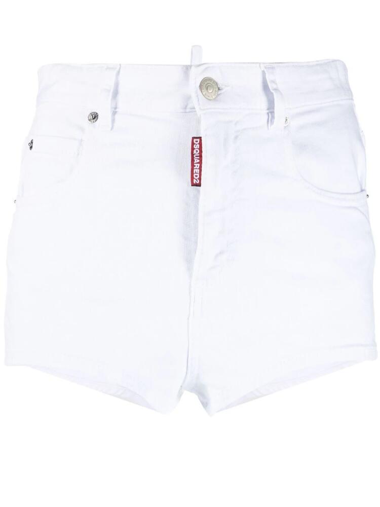 DSQUARED2 Honey logo-patch denim mini shorts - White Cover