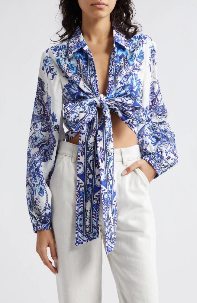 Camilla Glaze & Graze Print Tie Front Silk Crepe Crop Shirt in Glaze And Graze Cover