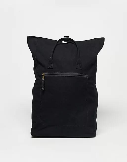 ASOS DESIGN canvas backpack with laptop compartment in black Cover