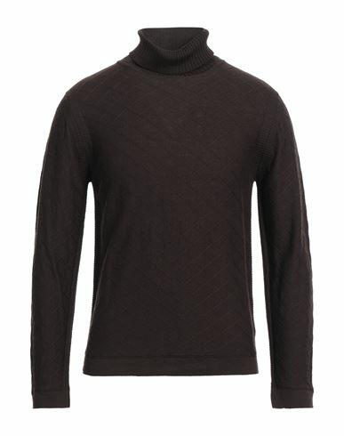 Daniele Fiesoli Man Turtleneck Dark brown Merino Wool Cover