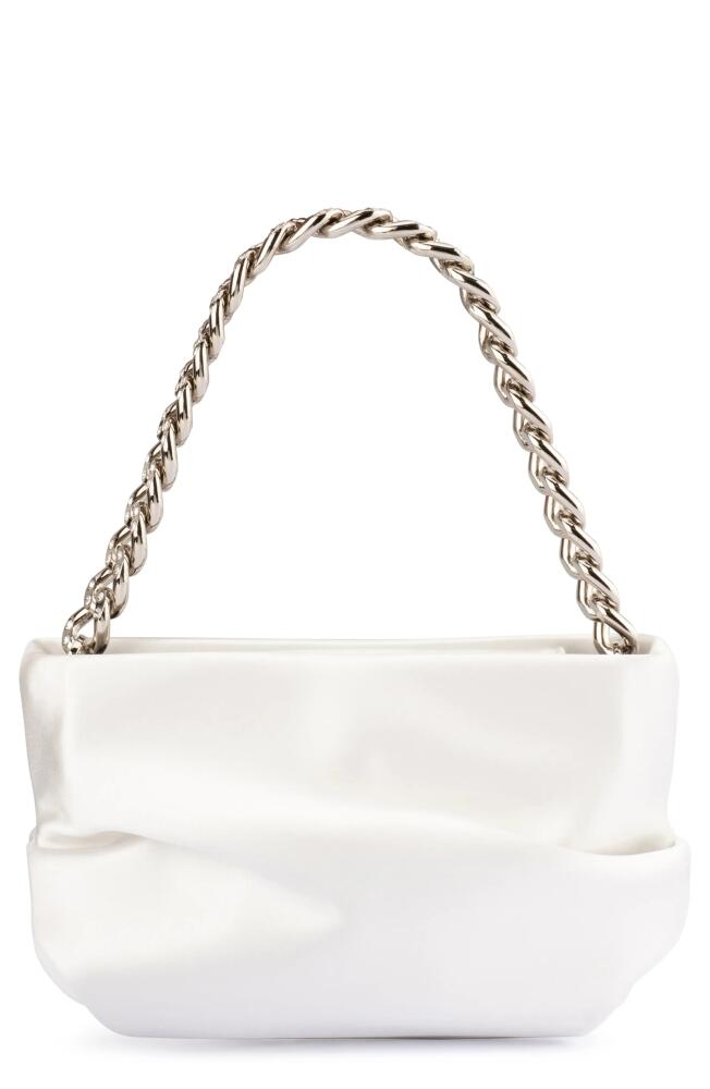 Olga Berg Jule Satin Top Handle Bag in White Cover