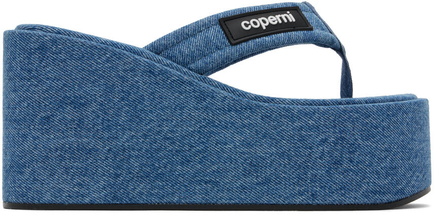 Coperni Blue Denim Branded Wedge Sandals Cover