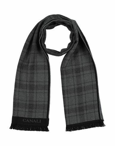 Canali Man Scarf Black Wool Cover