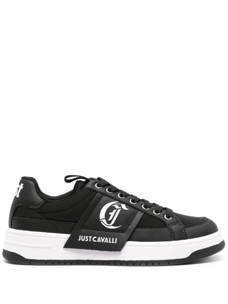 Just Cavalli logo-print leather sneakers - Black Cover