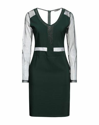 Boutique De La Femme Woman Mini dress Dark green Polyester Cover