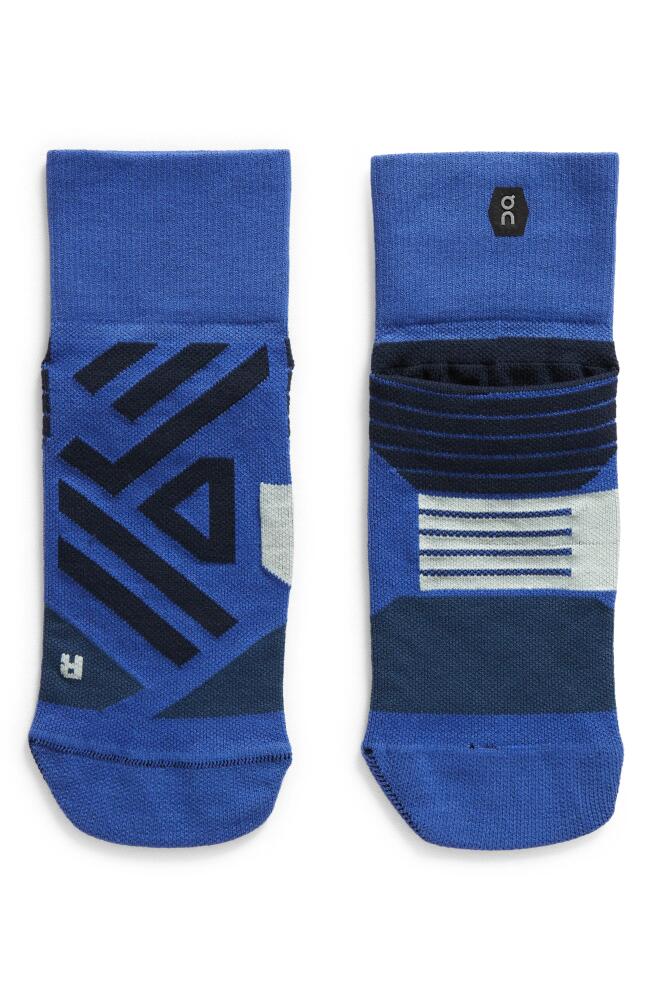 On Performance Quarter Crew Socks in Cobalt/Denim Cover