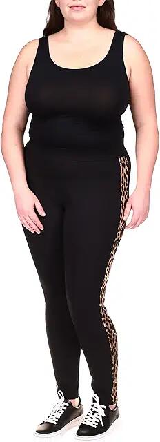 MICHAEL Michael Kors Plus Size Cheetah Stripe Leggings (Black) Women's Casual Pants Cover