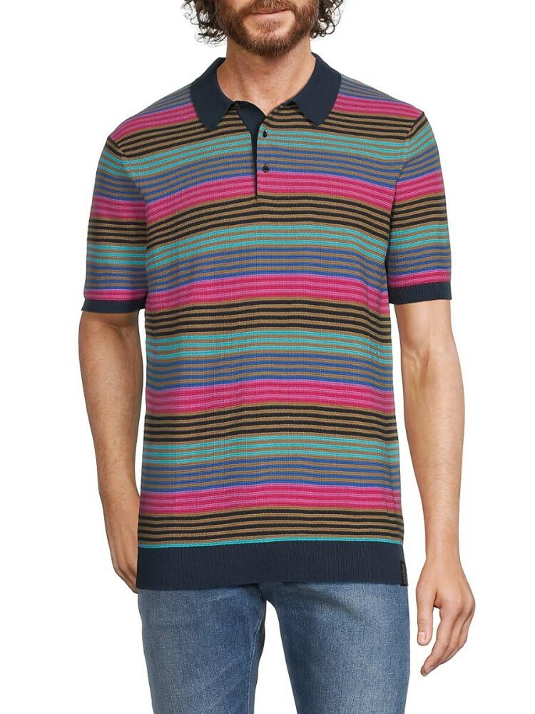 Scotch & Soda Men's Striped Knit Polo - Steel Topa Cover