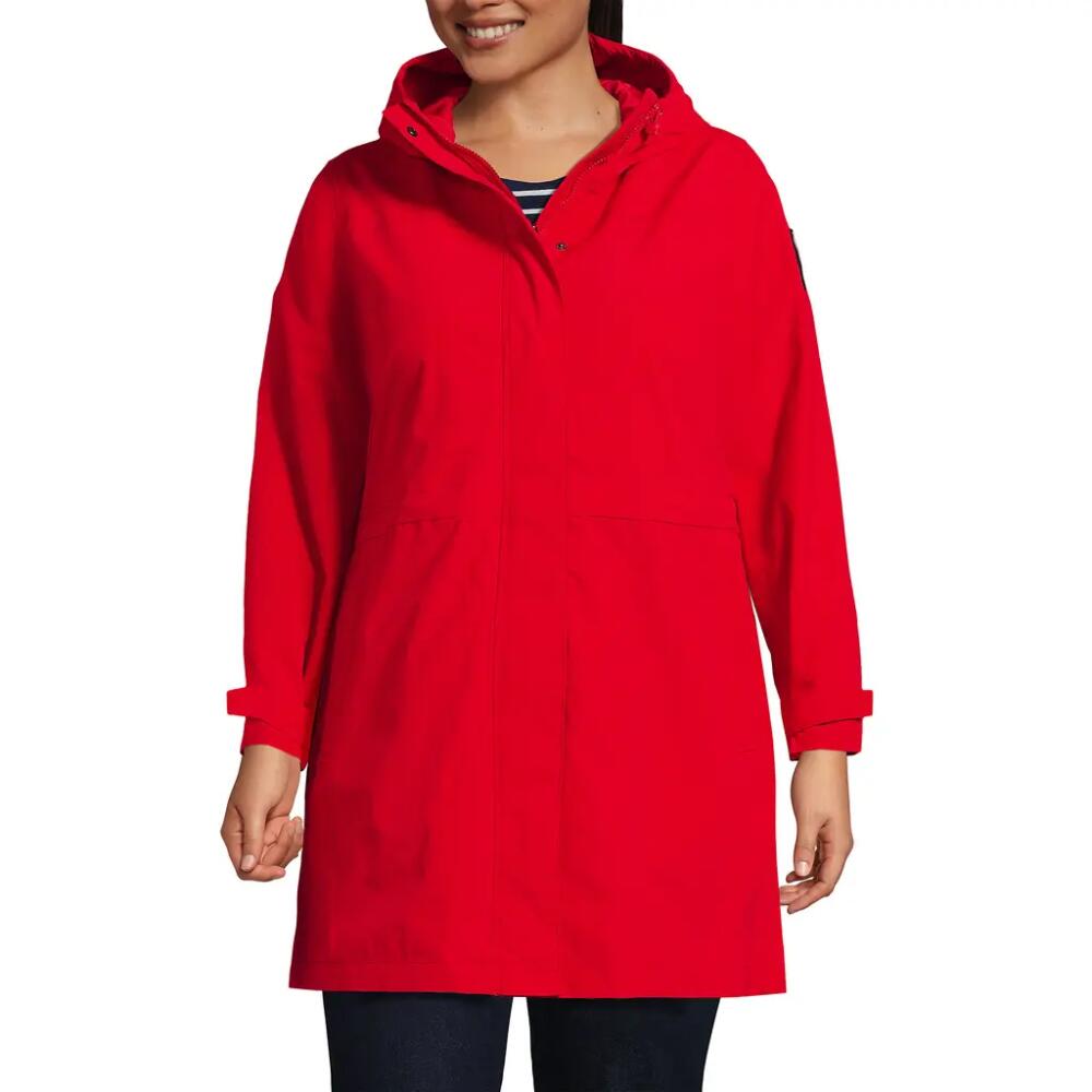 Lands' End Plus Size Squall Hooded Waterproof Raincoat in Bright Cherry Cover