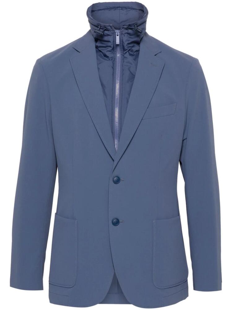 BOSS textured-finish single-breasted blazer - Blue Cover