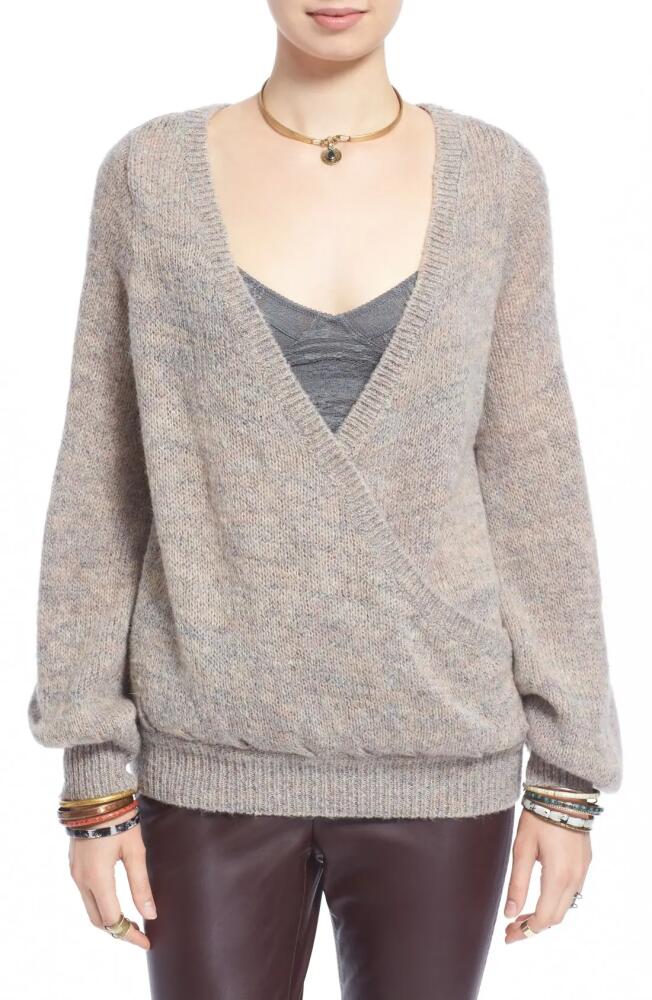 Free People 'Karina' Slouchy Wrap Front Sweater in Light Multi Cover