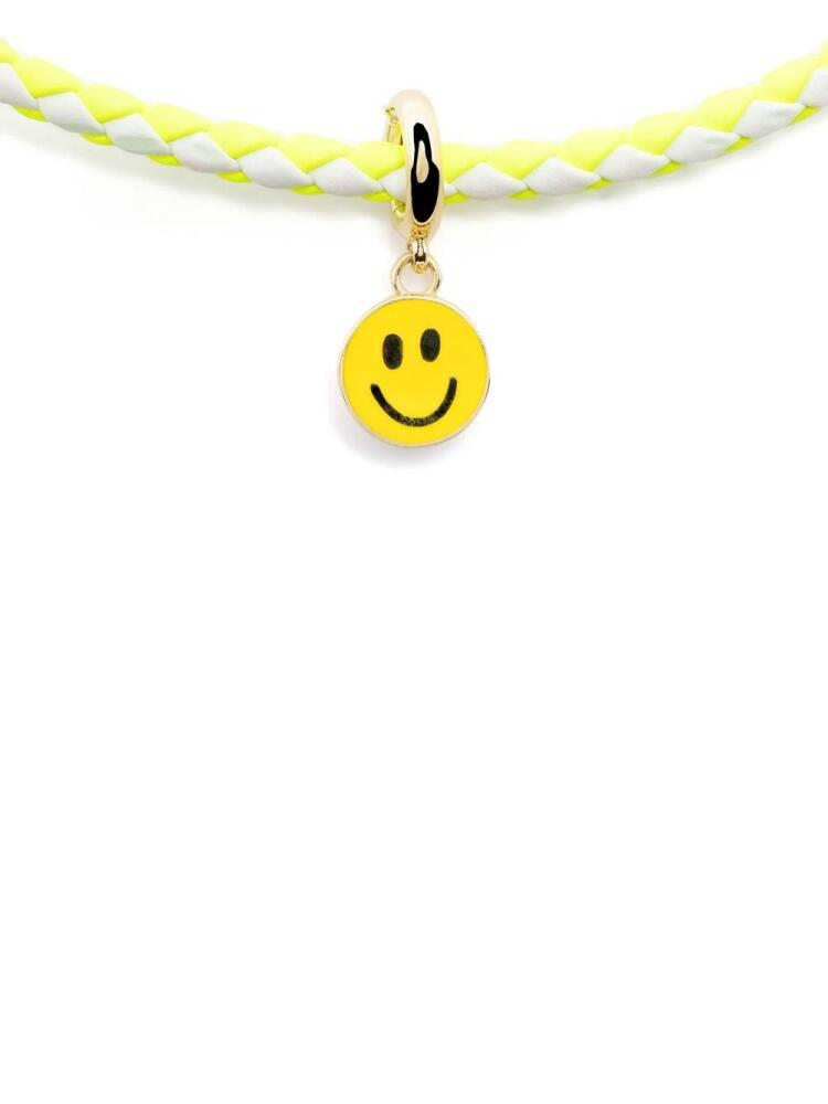 Lauren Rubinski 14kt yellow gold smiley face cord necklace - White Cover