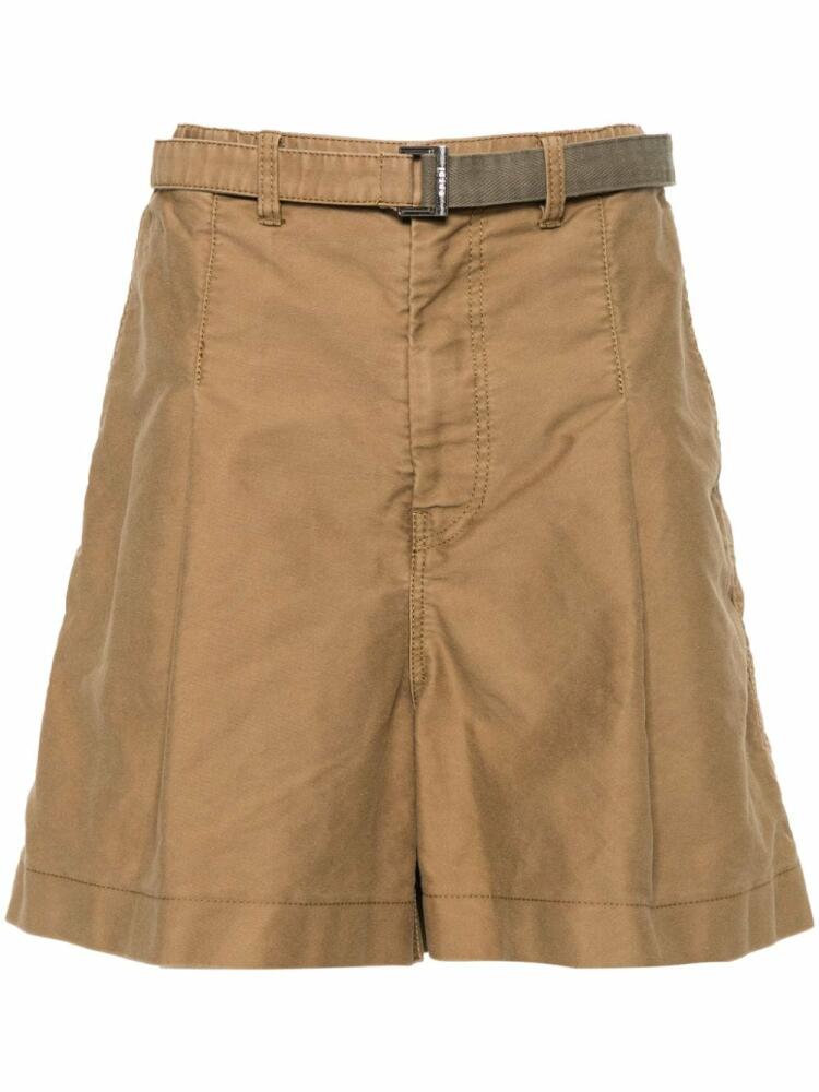 sacai pleated cotton shorts - Neutrals Cover