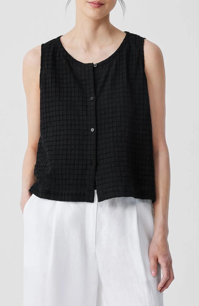 Eileen Fisher Jewel Neck Organic Cotton Vest in Black Cover