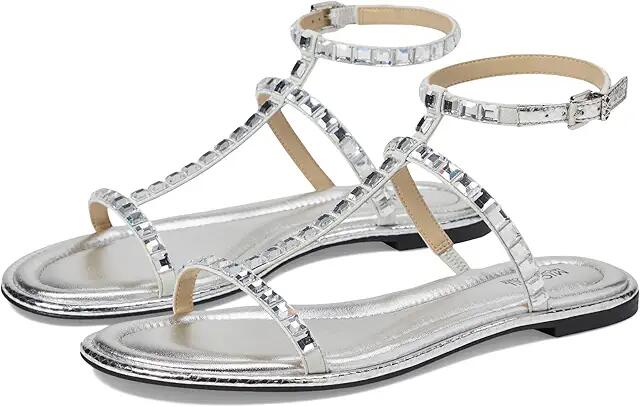 MICHAEL Michael Kors Celia Flat Sandal (Silver) Women's Shoes Cover