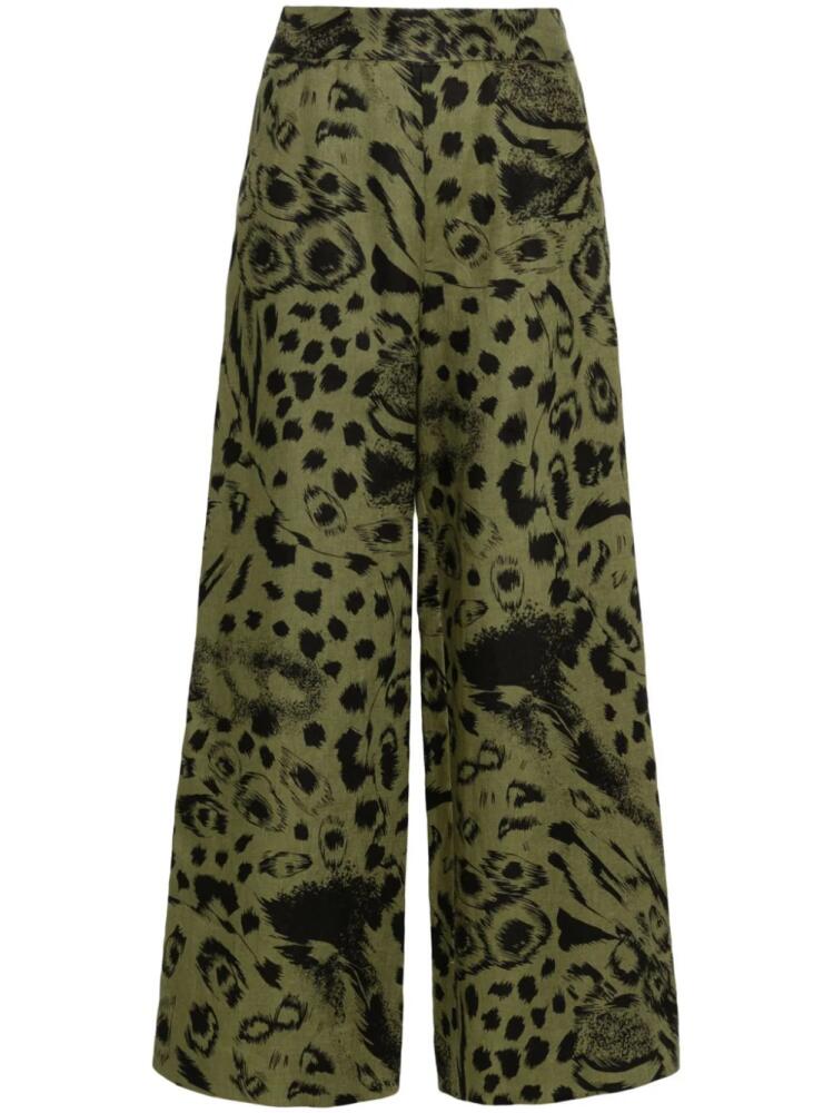 Bimba y Lola abstract-print linen trousers - Green Cover