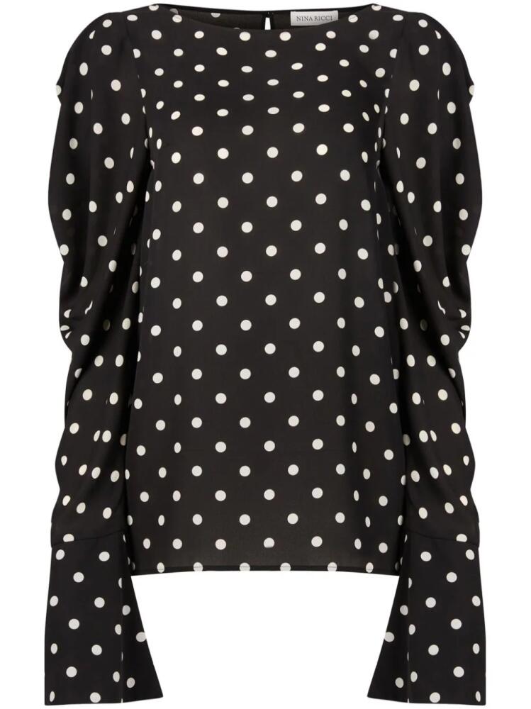 Nina Ricci polka-dot puff-sleeves blouse - Black Cover