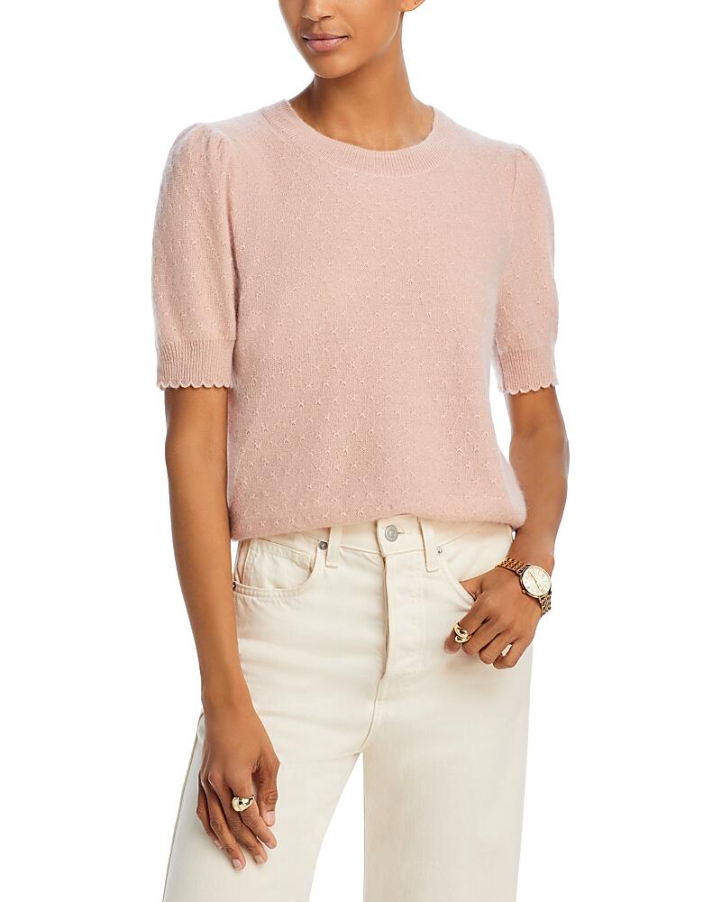 Frame Cashmere Pointelle Puff Sleeve Sweater Cover