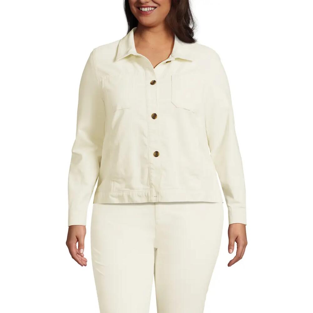 Lands' End Plus Size Corduroy Cropped Button Front Jacket in Ivory Cover