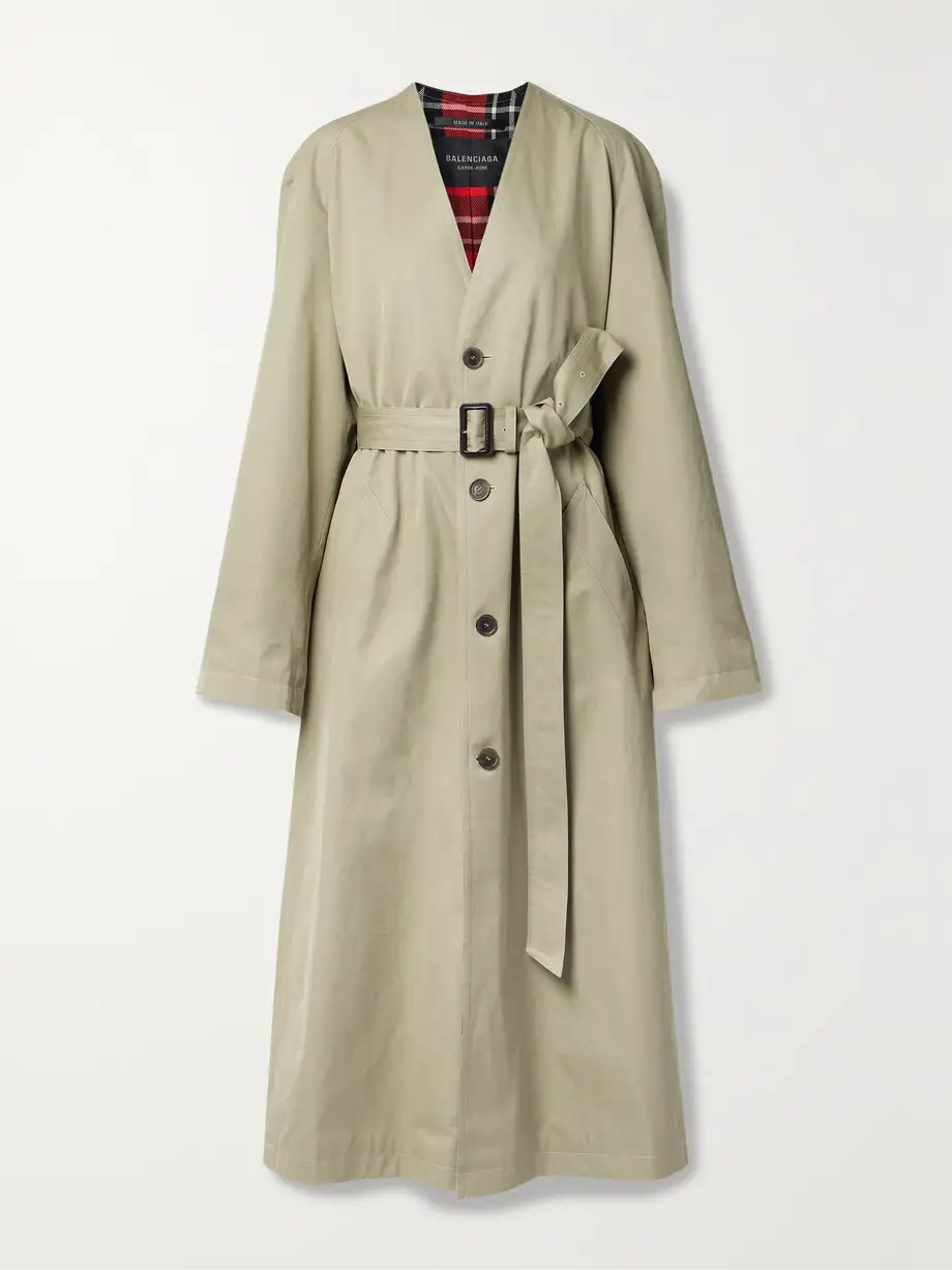 Balenciaga - Oversized Belted Cotton-drill Trench Coat - Neutrals Cover