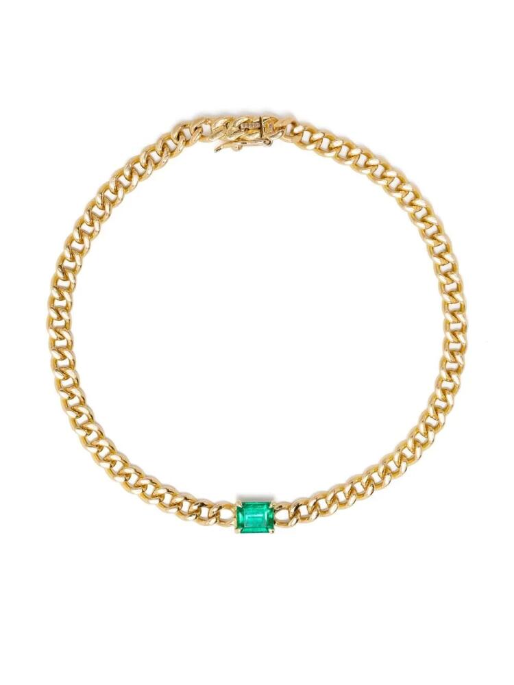 Anita Ko 18kt yellow gold small cuban link emerald bracelet Cover