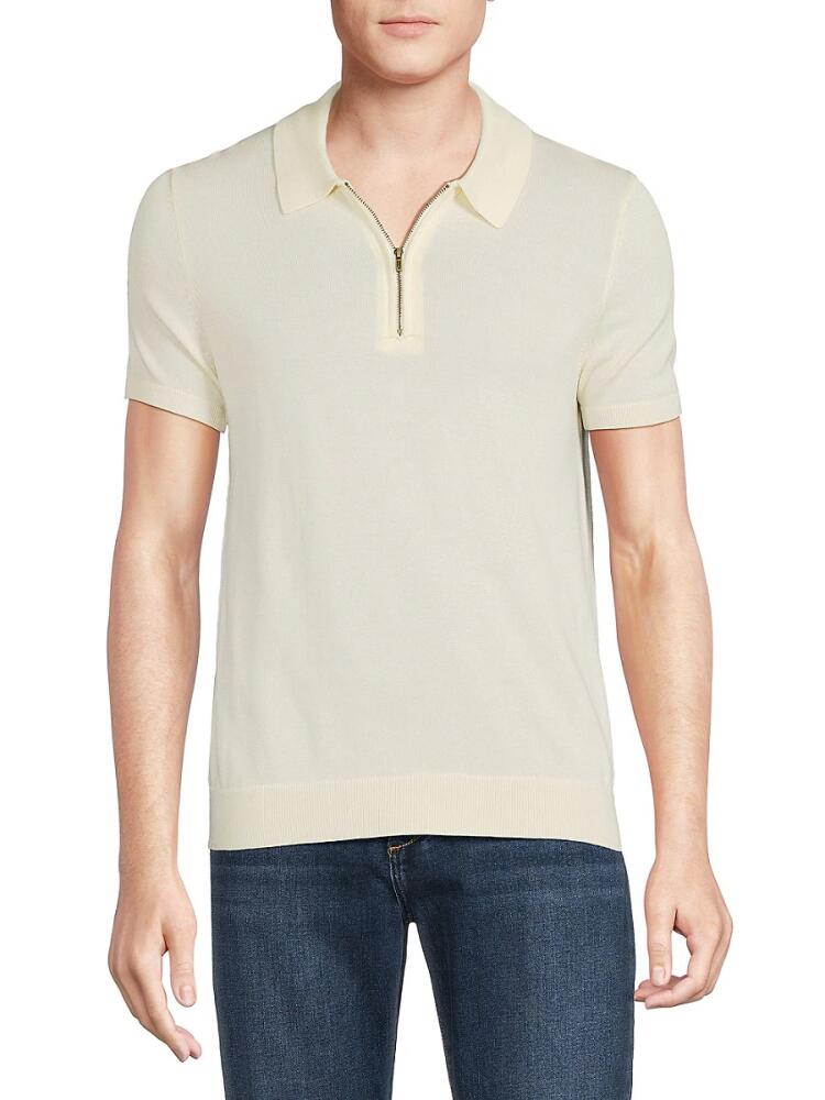 Saks Fifth Avenue Men's Short Sleeve Sweater Polo - Ecru Cover