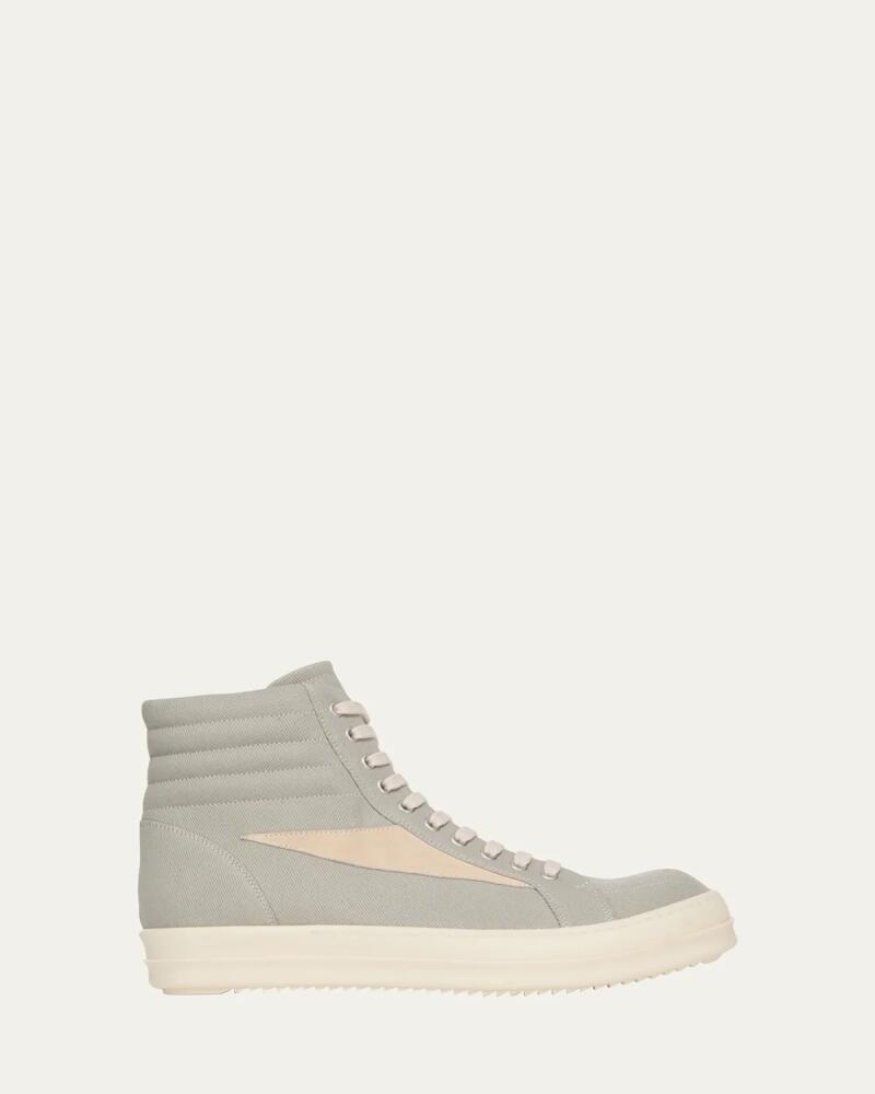 DRKSHDW RICK OWENS Men's Vintage Denim and Suede High-Top Sneakers Cover