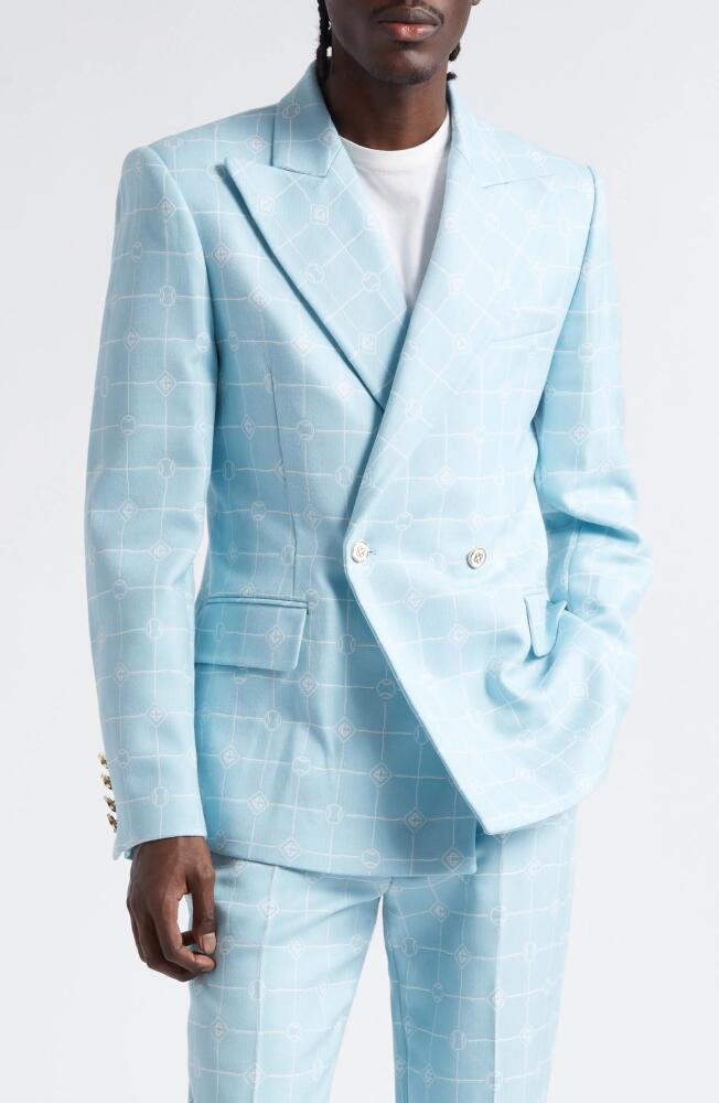 Casablanca Double Breasted Sports Jacquard Sport Coat in Corydalis Blue Cover