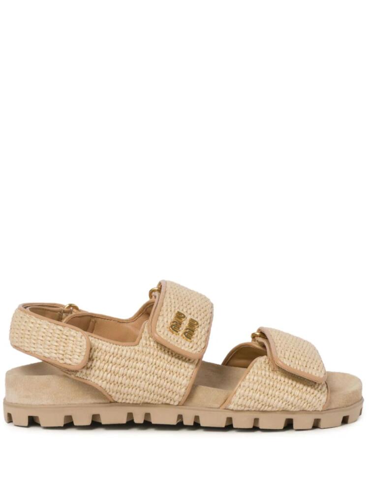 Miu Miu double-strap woven sandals - Neutrals Cover