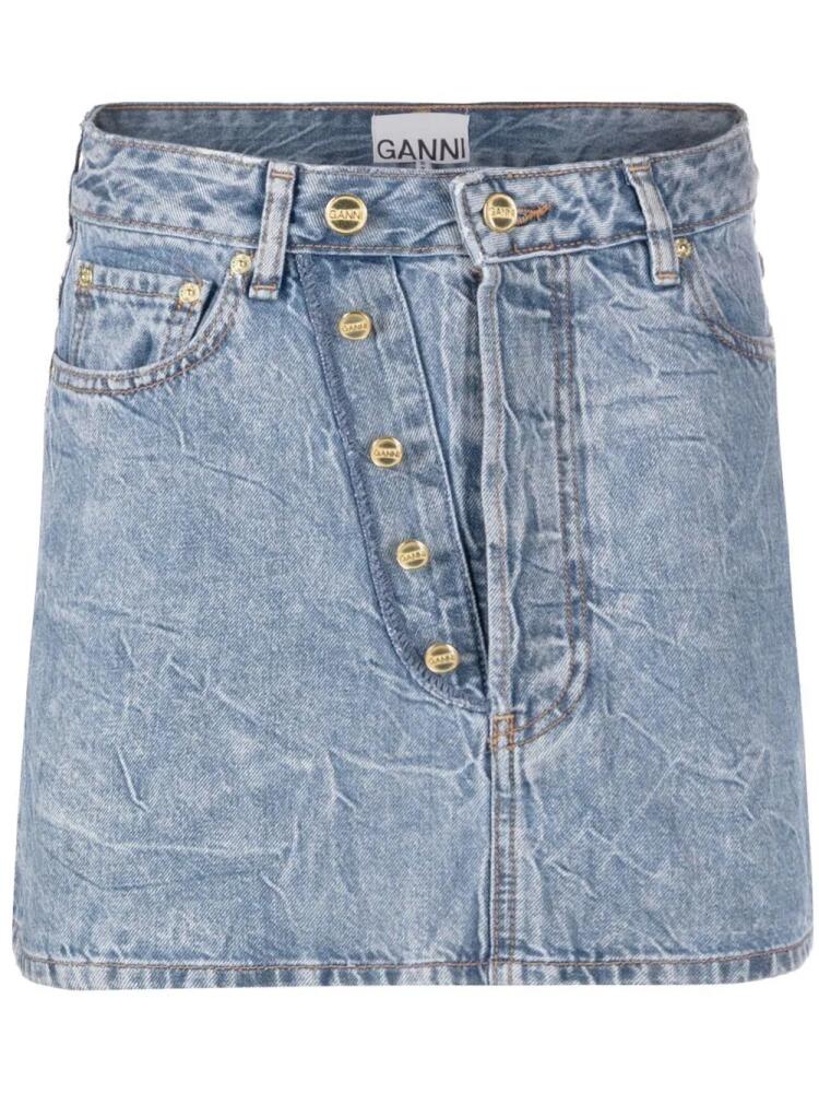 GANNI crinkle denim mini skirt - Blue Cover