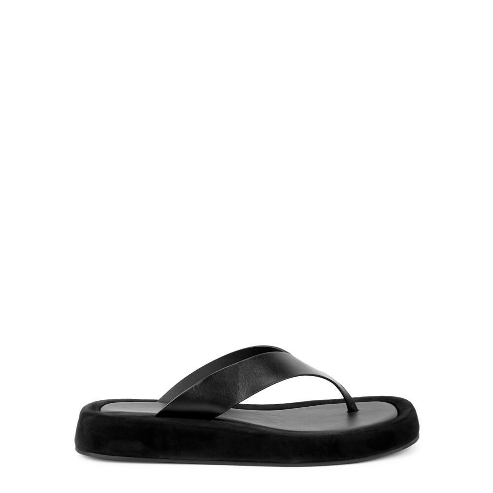 The Row Ginza Black Leather Flip Flops Cover