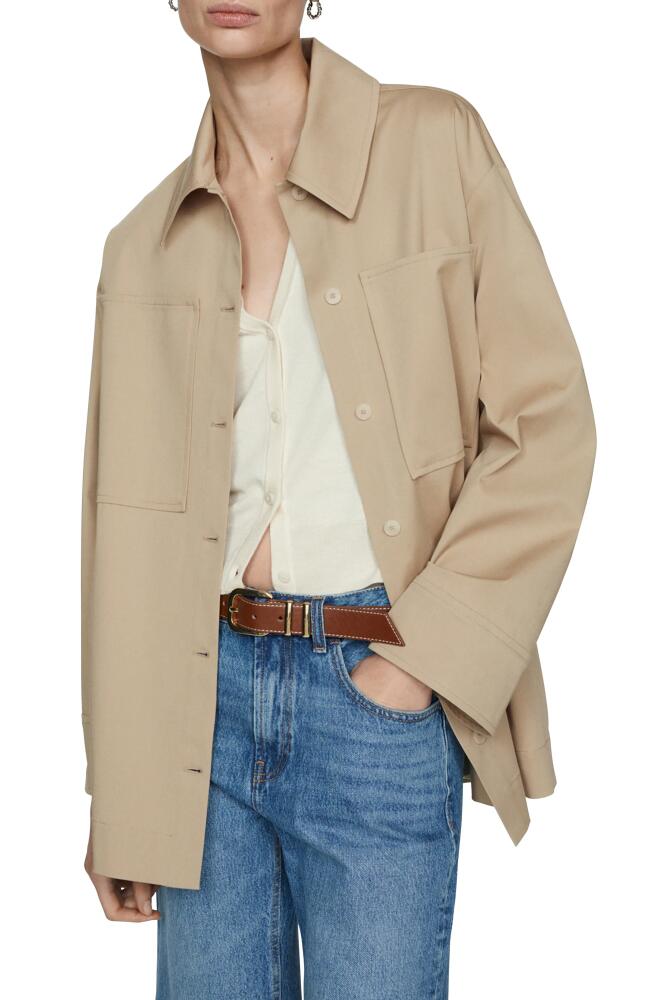 MANGO Oversize Cotton Overshirt in Beige Cover