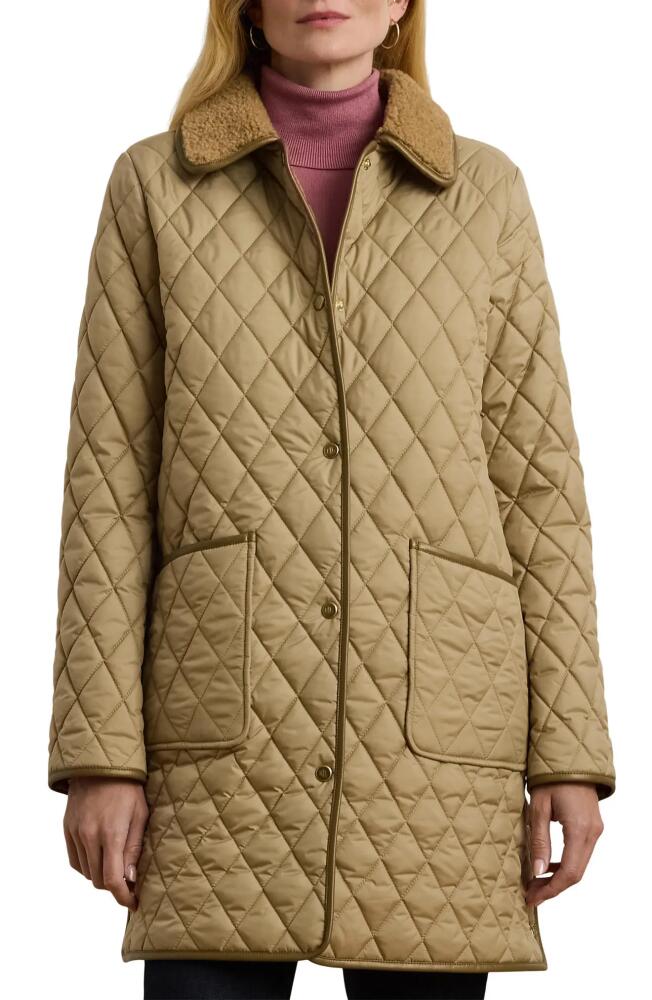 Lauren Ralph Lauren Diamond Pattern Quilted Coat in Birch Tan Cover