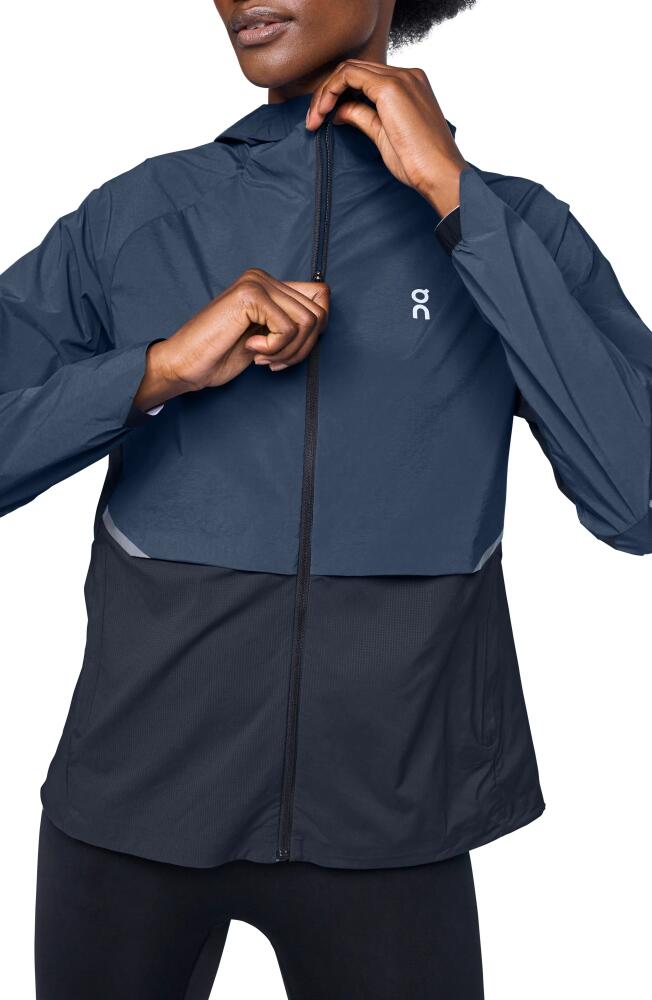 On Core Hooded Packable Running Jacket in Denim/Navy Cover