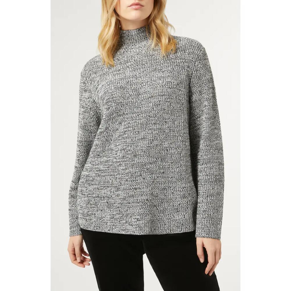 Marina Rinaldi Kastel Wool Blend Turtleneck Sweater in White Black Cover