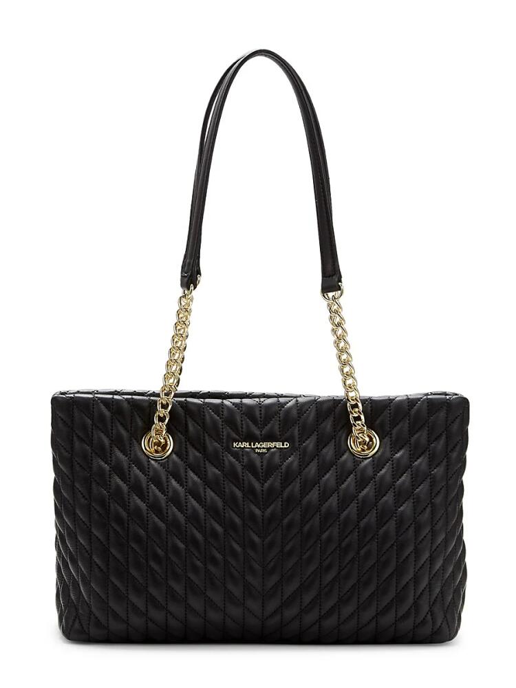 Karl Lagerfeld Paris Women's Karolina Quilted Tote - Black Gold Cover