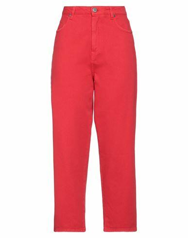 Gaëlle Paris Woman Jeans Red Cotton Cover