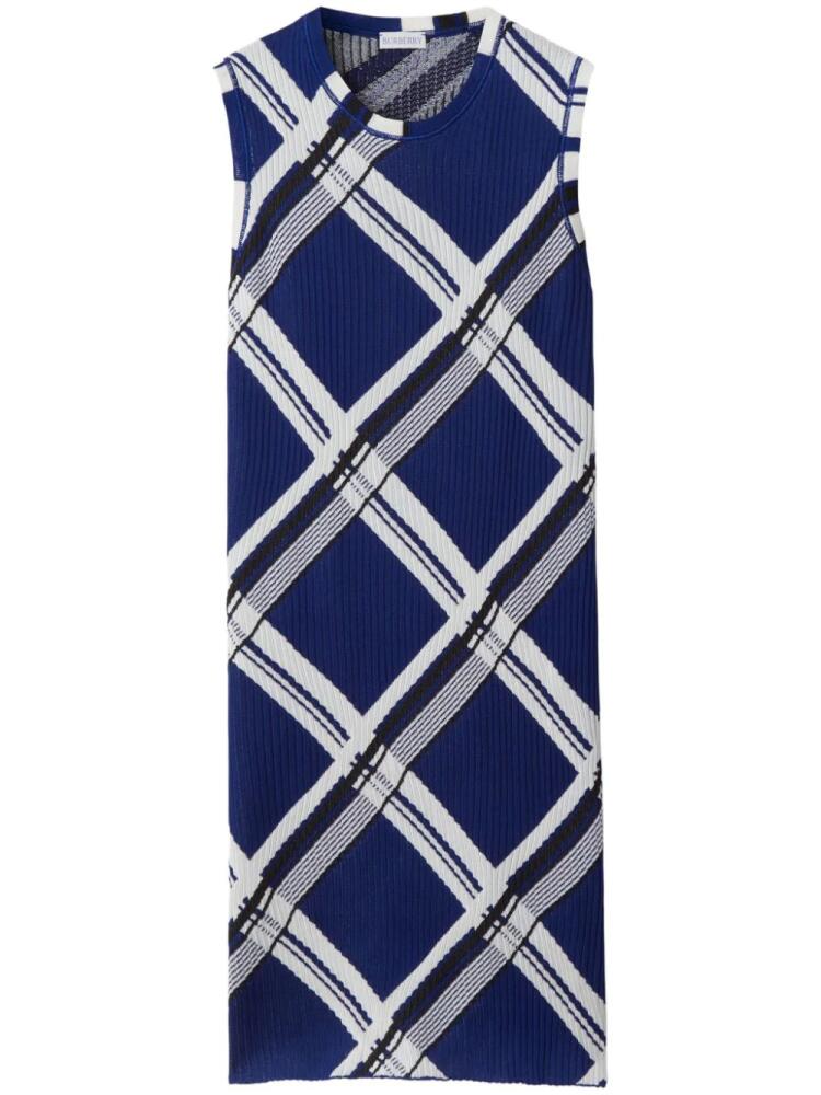 Burberry check-print silk dress - Blue Cover