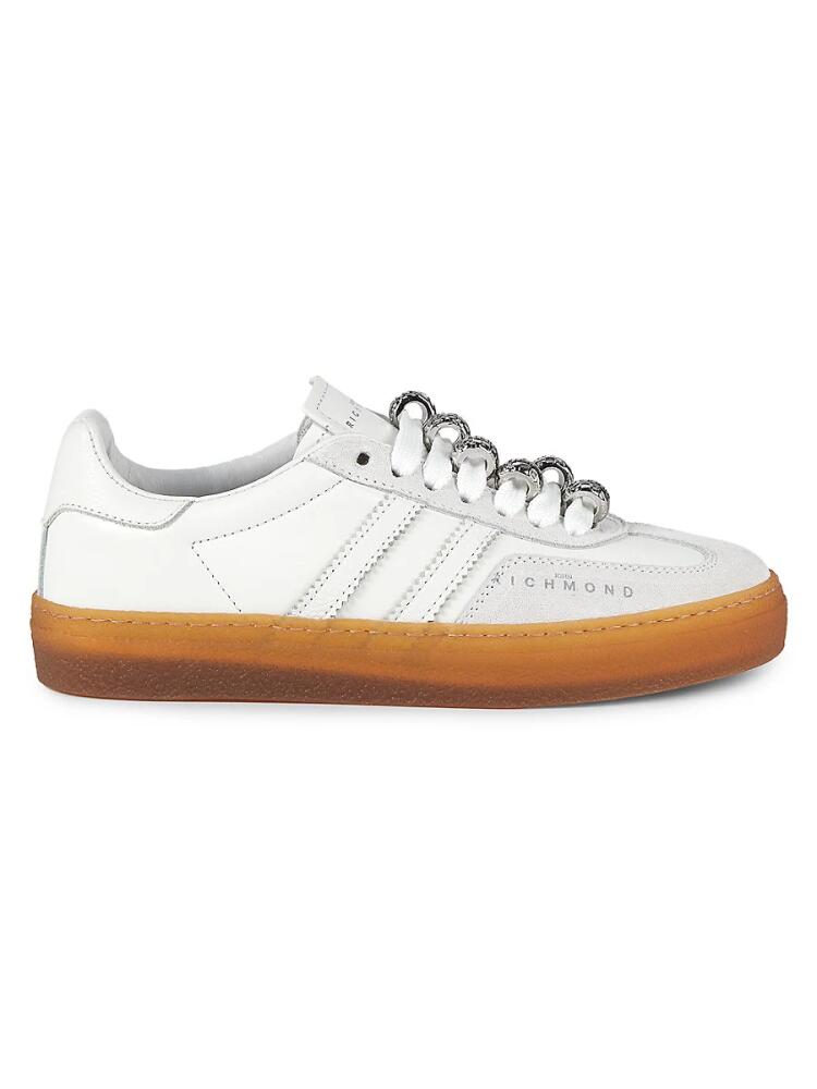 John Richmond Women's Low Top Leather & Suede Sneakers - Off White Cover