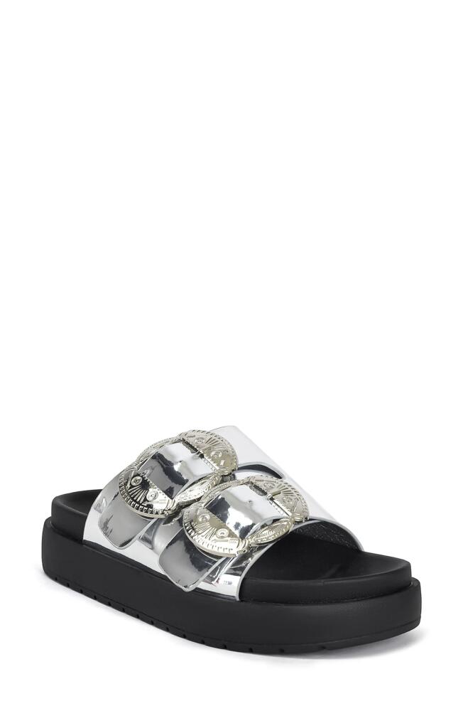 AZALEA WANG Chantaye Metallic Slide Sandal in Silver Cover