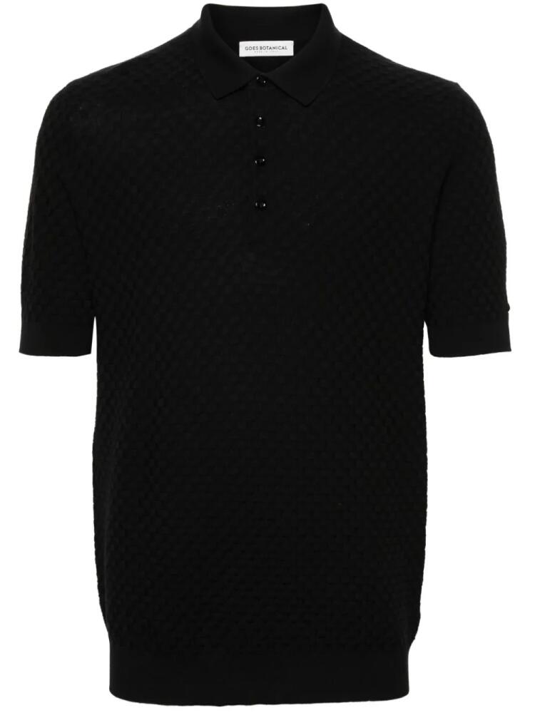 GOES BOTANICAL interlock merino wool polo shirt - Black Cover