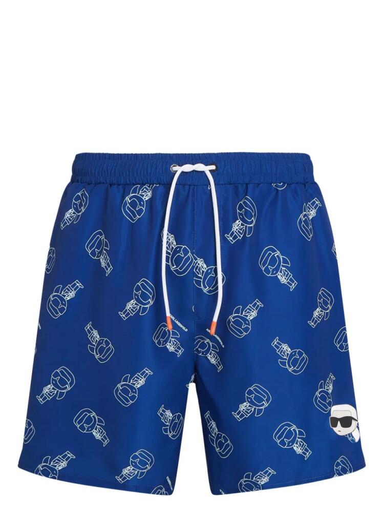 Karl Lagerfeld Ikonik logo-print swim shorts - Blue Cover