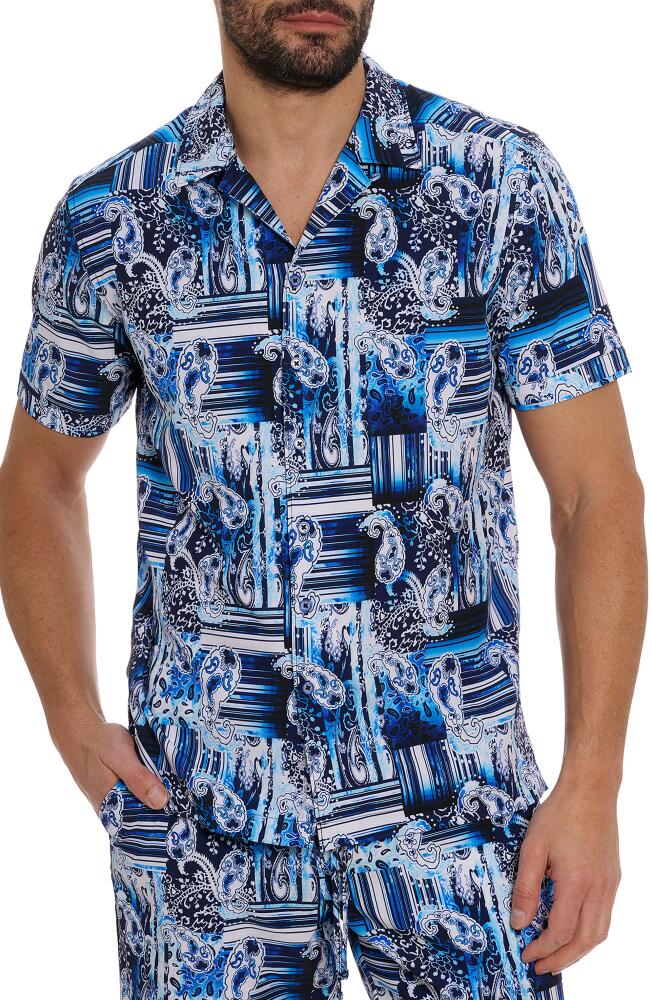 Robert Graham Makua Paisley Stripe Stretch Camp Shirt in Navy Cover