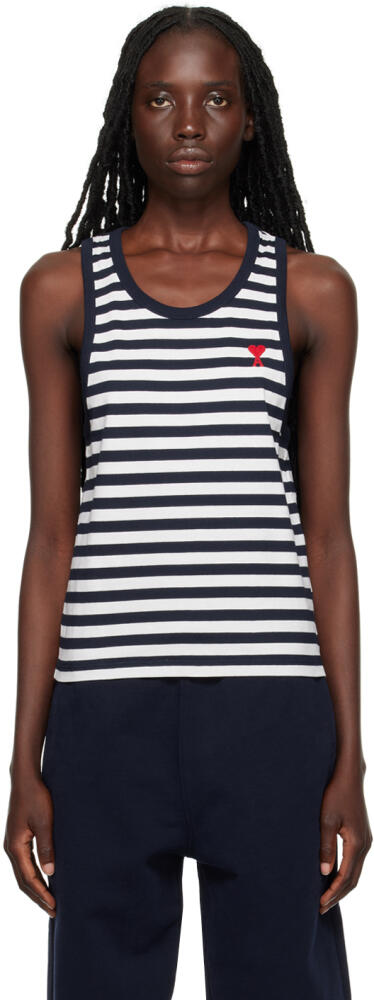 AMI Paris Navy & White Ami de Cœur Tank Top Cover