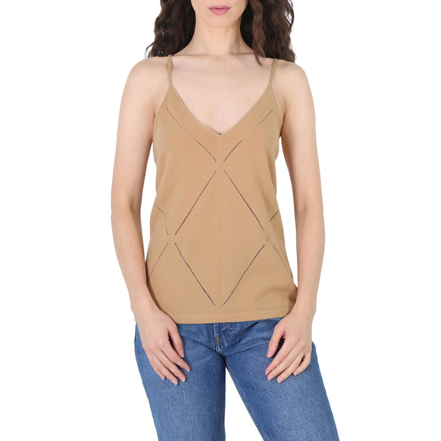 Burberry Ladies Camel Maeve Knitted Cami Tank Top Cover