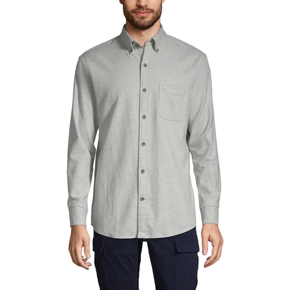 Lands' End Traditional Fit Flagship Flannel Shirt in Gray Heather Cover